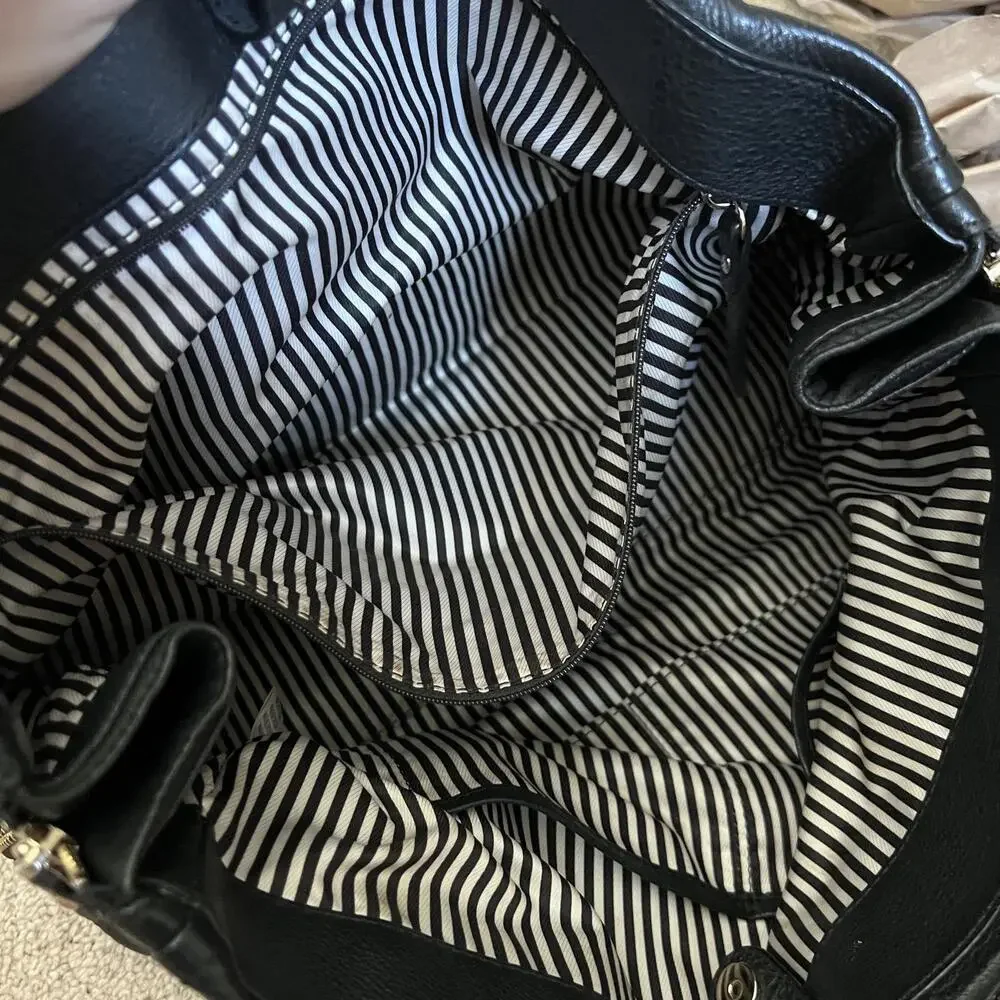 Kate Spade Andee Pebbled Leather Tote Black Shoulder Bag Gold Chain Strap Large - Picture 9 of 9